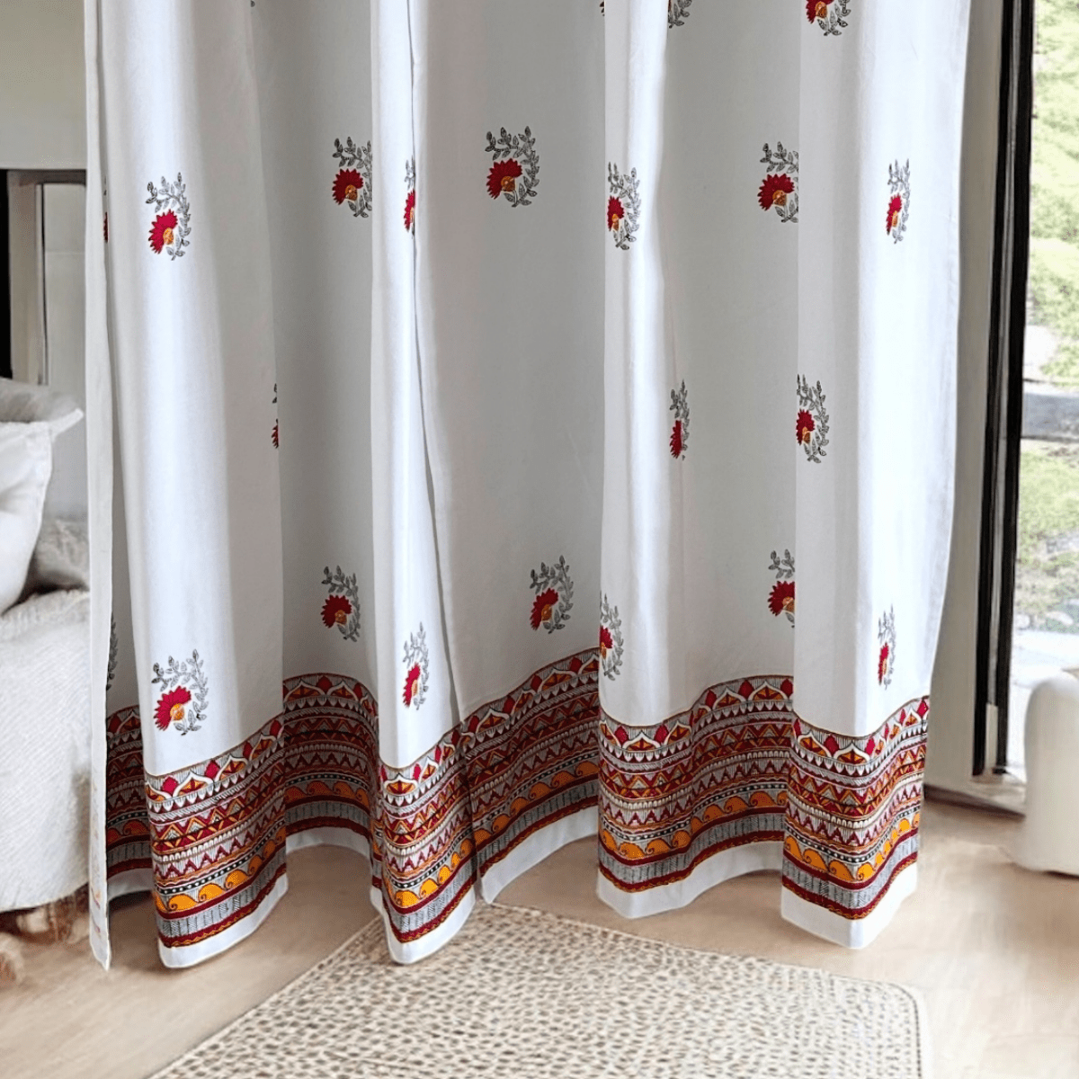 Madhubani Cotton Door Curtain 7x 4 ft (Set of 2) | Verified Sustainable by Brown Living™