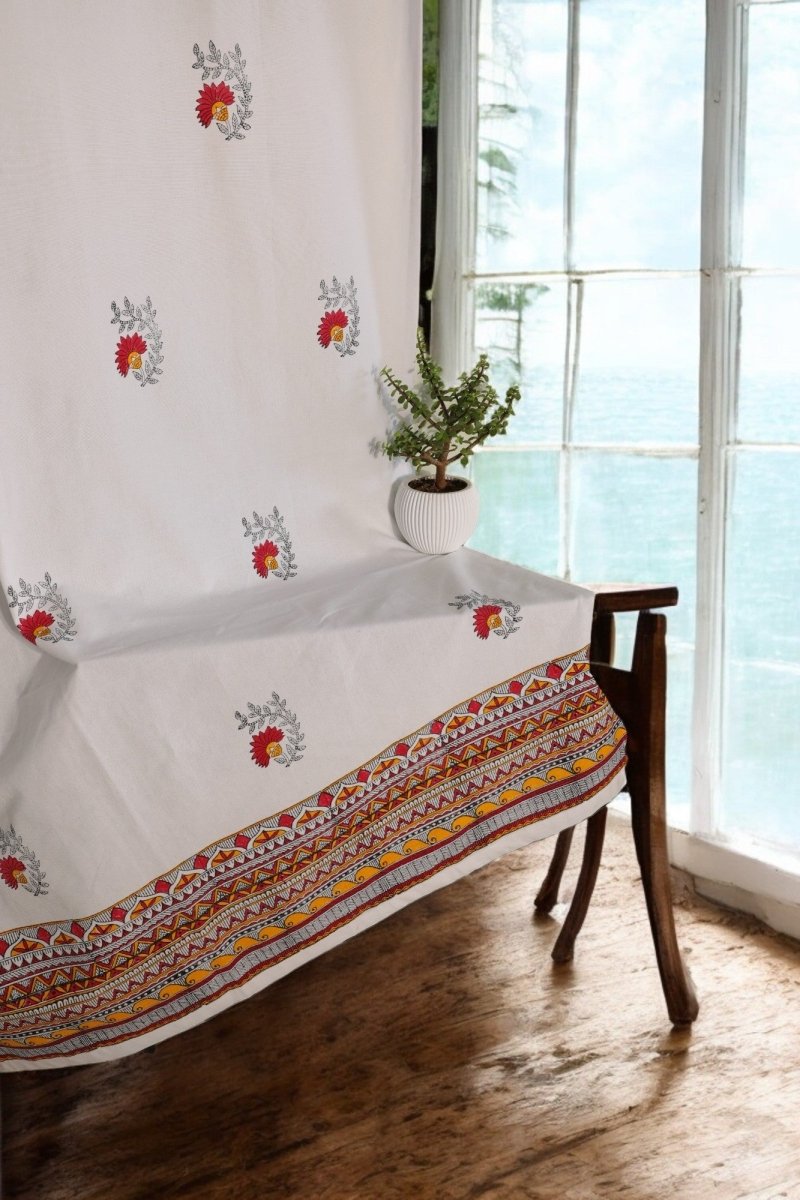 Madhubani Cotton Door Curtain 7x 4 ft (Set of 2) | Verified Sustainable by Brown Living™