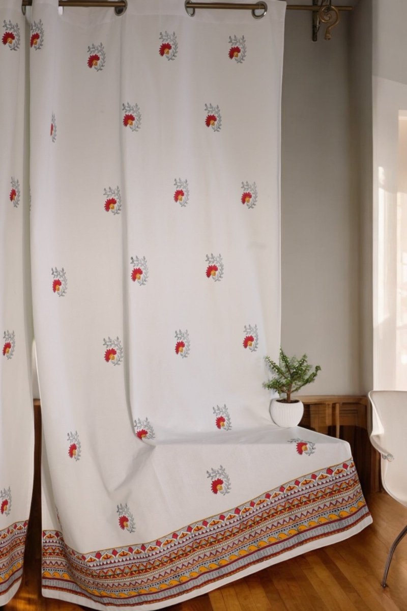 Madhubani Cotton Door Curtain 7x 4 ft (Set of 2) | Verified Sustainable by Brown Living™