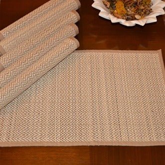 Madurkathi Chevron Placemats - Fawn (Set of 6) – Table Linens on Brown Living™. SKU: MKCMAT016A. Img 2.