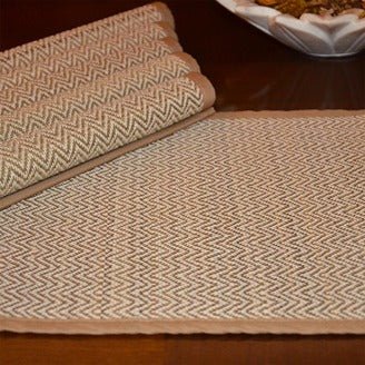 Madurkathi Chevron Placemats - Fawn (Set of 6) – Table Linens on Brown Living™. SKU: MKCMAT016A. Img 1.