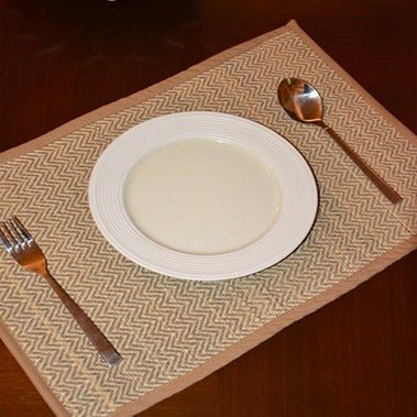 Madurkathi Chevron Placemats - Fawn (Set of 6) – Table Linens on Brown Living™. SKU: MKCMAT016A. Img 4.