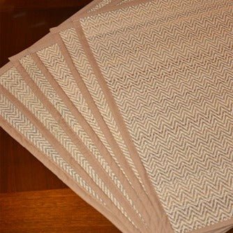 Madurkathi Chevron Placemats - Fawn (Set of 6) – Table Linens on Brown Living™. SKU: MKCMAT016A. Img 3.