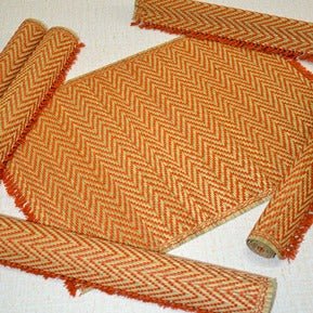 Madurkathi Chevron Tassels Placemats - Rust (Set of 6) | Verified Sustainable by Brown Living™