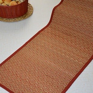 Madurkathi Diamond Table Runner - Maroon | Verified Sustainable by Brown Living™
