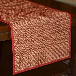 Madurkathi Diamond Table Runner - Maroon | Verified Sustainable by Brown Living™