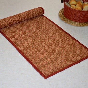 Madurkathi Diamond Table Runner - Maroon | Verified Sustainable by Brown Living™