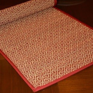 Madurkathi Diamond Table Runner - Maroon | Verified Sustainable by Brown Living™
