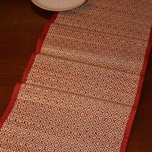 Madurkathi Diamond Table Runner - Maroon | Verified Sustainable by Brown Living™