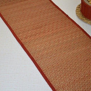 Madurkathi Diamond Table Runner - Maroon | Verified Sustainable by Brown Living™