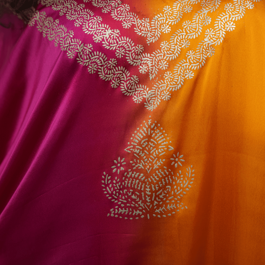 Magenta Mimosa Real Silver Kaftan in Organic Satin | Verified Sustainable by Brown Living™