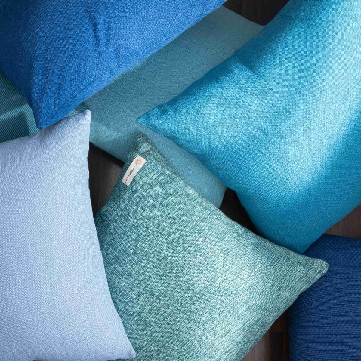 Marbella Textured Teal Cotton Cushion Cover | Verified Sustainable by Brown Living™