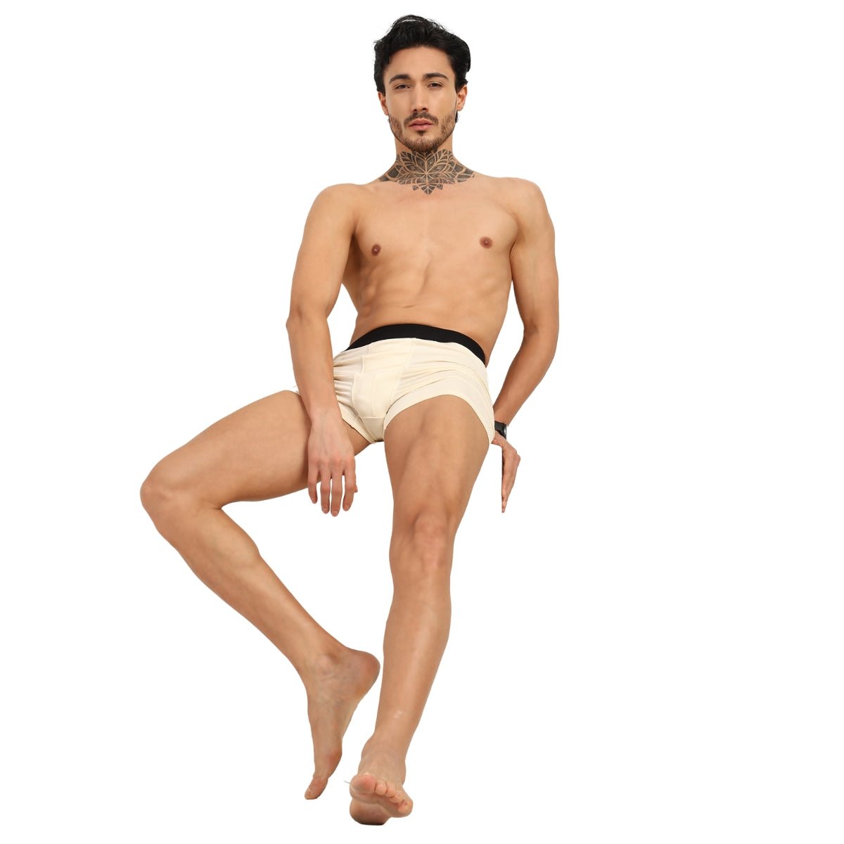 Men’s Bamboo Boxers - Ultra - Soft Comfort | Pack of 2 – Mens Underwear on Brown Living™. SKU: MENS - UNDERWEAR - TRUNK - BLK - CREM - S. Img 6.