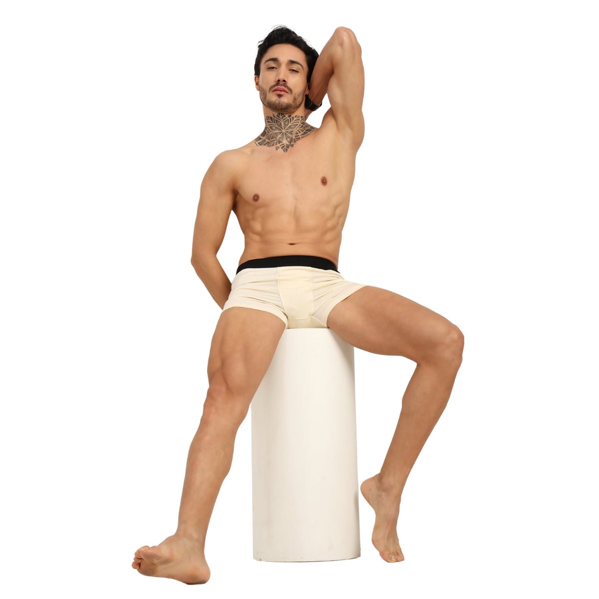 Men’s Bamboo Boxers - Ultra - Soft Comfort | Pack of 2 – Mens Underwear on Brown Living™. SKU: MENS - UNDERWEAR - TRUNK - BLK - CREM - S. Img 7.