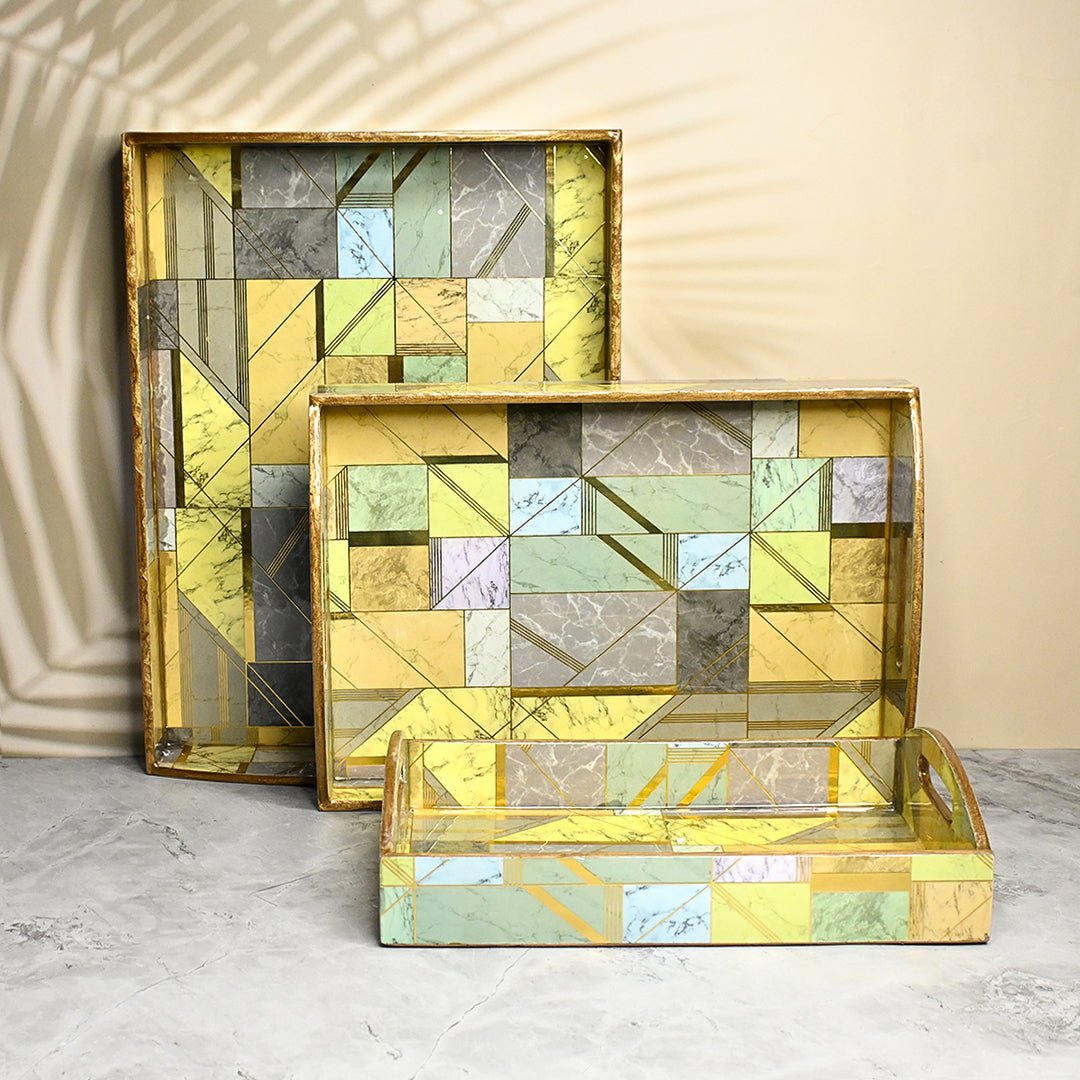 Modern Trays with Curved Handles - Pack of 3 – Home Decor on Brown Living™. SKU: MJ00161TY. Img 1.