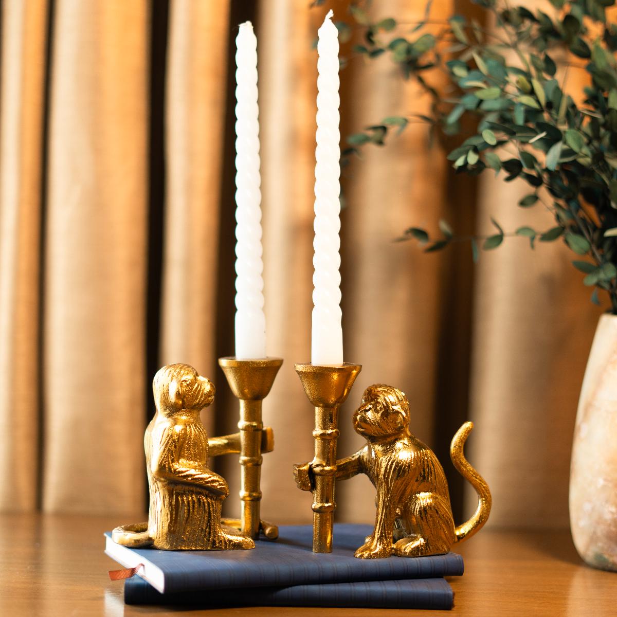 Monkey Mischief Candle Holder Set of 2 – Decor & Artefacts on Brown Living™. SKU: DC - 179. Img 2.