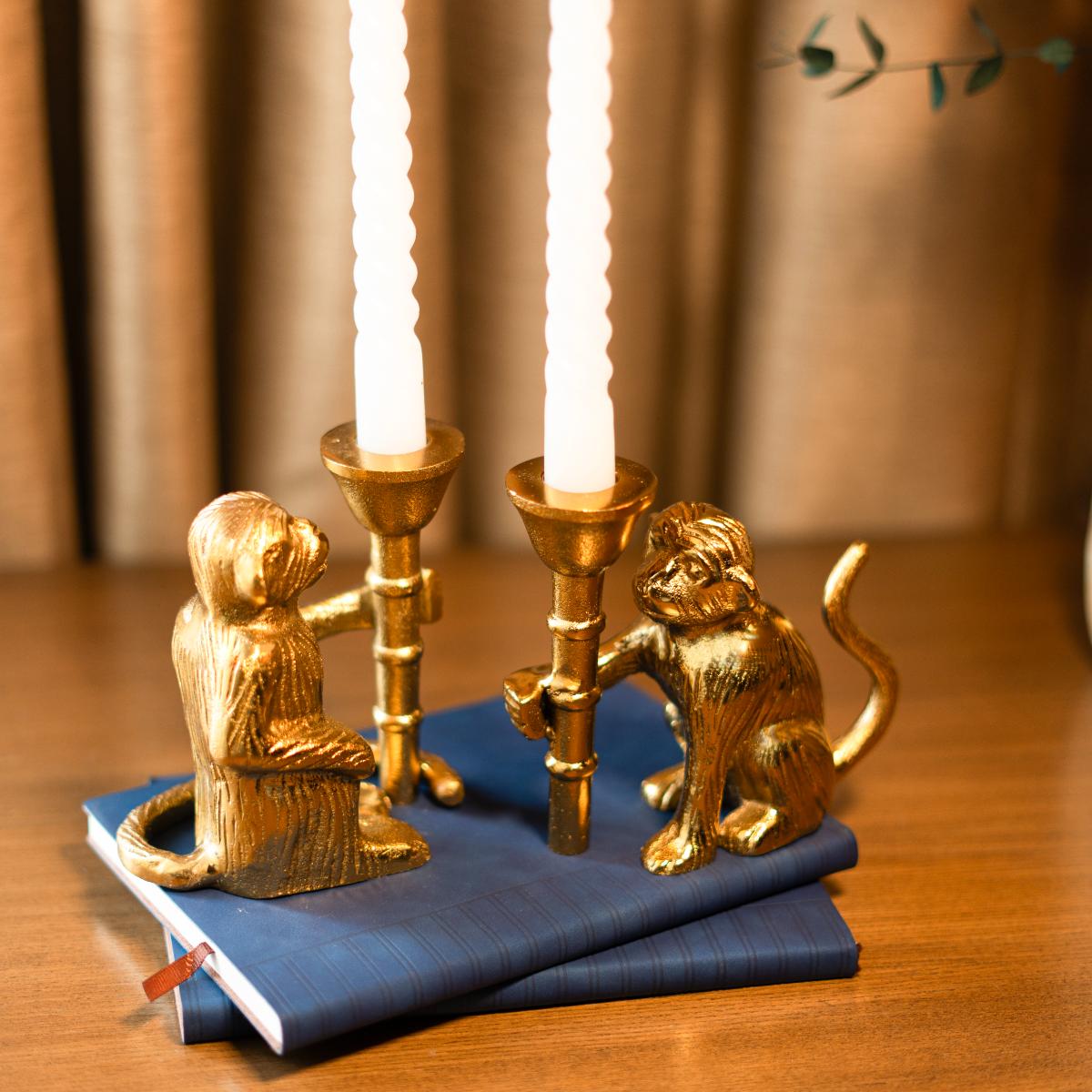 Monkey Mischief Candle Holder Set of 2 – Decor & Artefacts on Brown Living™. SKU: DC - 179. Img 4.