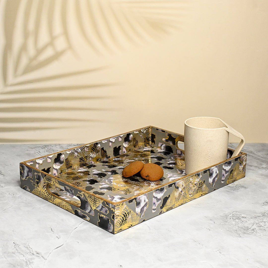 Monoprint Gold Foil Tray Set - Pack of 2 – Home Decor on Brown Living™. SKU: MJ00166TY. Img 3.