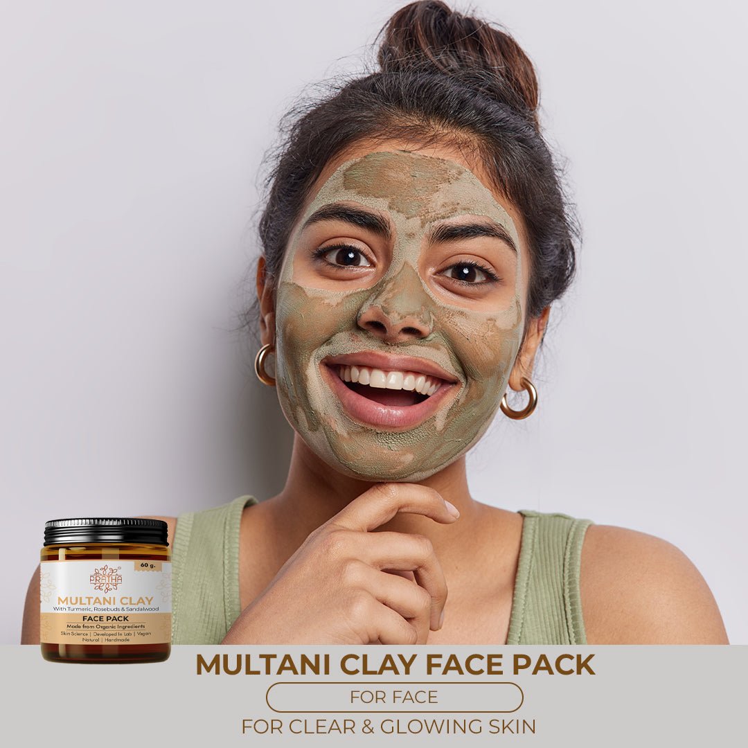 Multani Clay – with turmeric and rosebuds & Sandalwood – Face Pack on Brown Living™. SKU: phpnl 909210. Img 3.