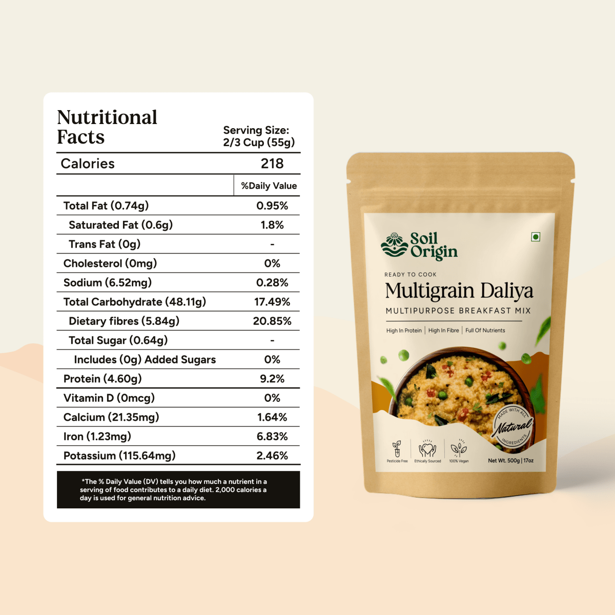 Multigrain Daliya | Nutrient - Rich | 500g | Verified Sustainable by Brown Living™