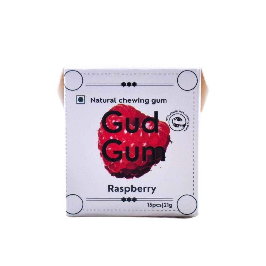 Natural Plastic Free Chewing Gum - Raspberry | 21g x 3 | Pack of 3 (Each pack contains 15 gums) | Verified Sustainable by Brown Living™