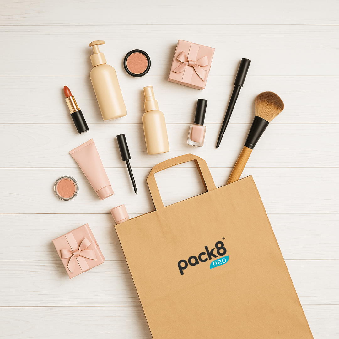 Neo Large Brown Paper Carrier Bags with Flat Handles – Gift Bags on Brown Living™. SKU: PHDL - BRP50. Img 5.