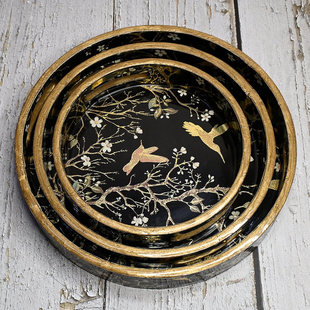 Night Abstract Round Trays - Pack of 3 – Home Decor on Brown Living™. SKU: MJ00135TY. Img 2.
