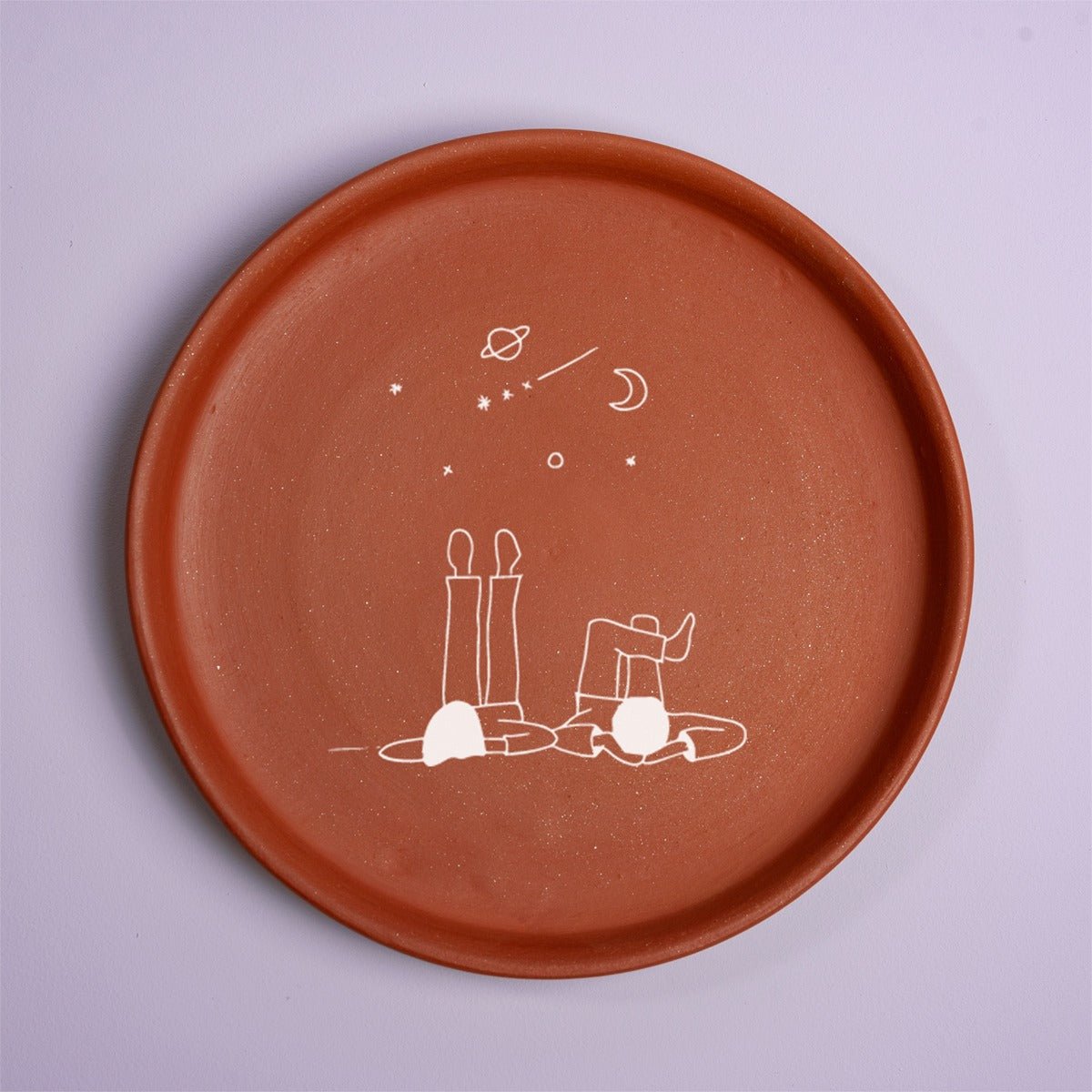 Night Sky Watching Terracotta Wall Plate | Verified Sustainable by Brown Living™