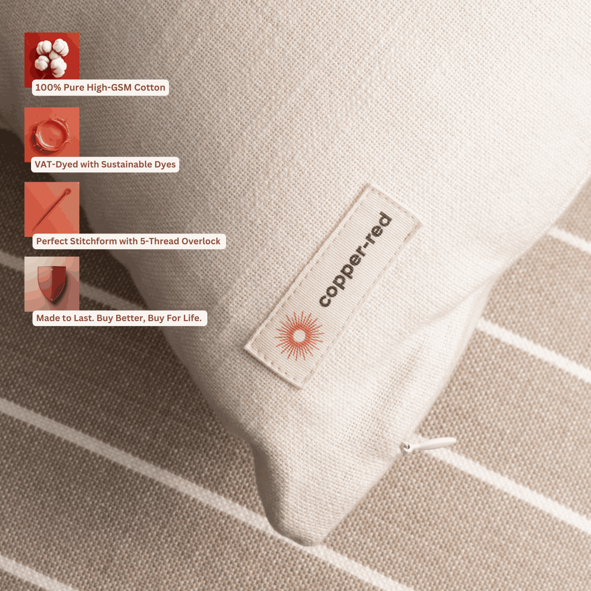 Niseko White Cotton Cushion Cover | Verified Sustainable by Brown Living™