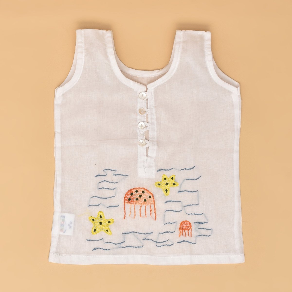 Ocean Friends Baby Jabla (Turtle and Sea Creatures) - Pure Mulmul Baby Jabla Set of 2 | Verified Sustainable by Brown Living™