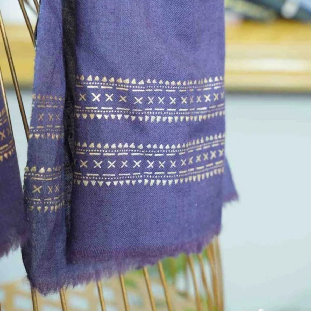 Ombre (Lilac & Sky Blue) Fine Wool Chandi Scarf | Verified Sustainable by Brown Living™