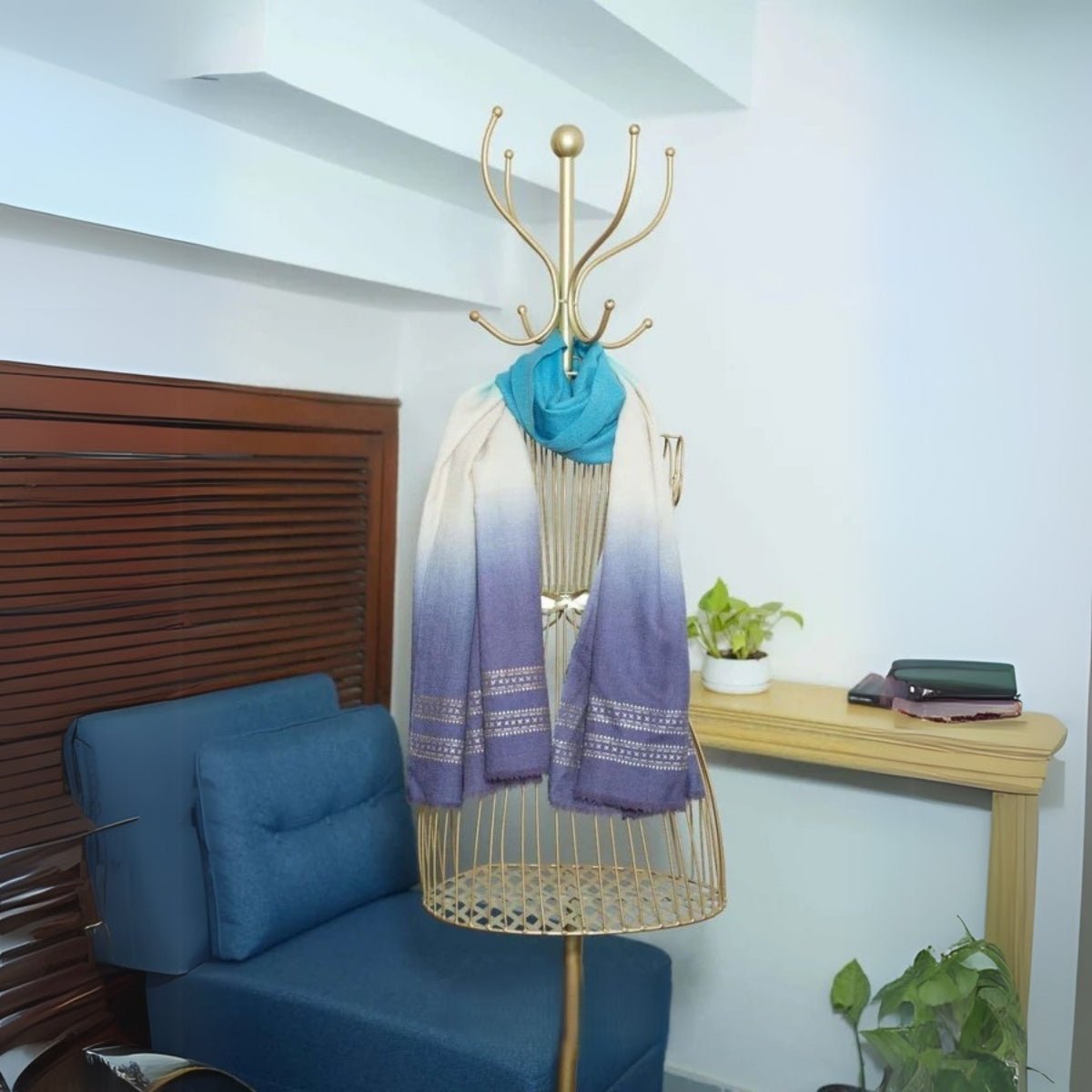 Ombre (Lilac & Sky Blue) Fine Wool Chandi Scarf | Verified Sustainable by Brown Living™