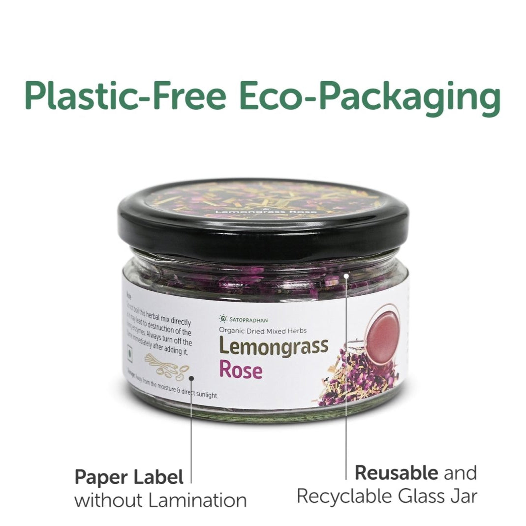 Organic Lemongrass Rose Tea - 25g - Naturally Shade Dried Mix – Tea on Brown Living™. SKU: 1HD - LR5T. Img 6.