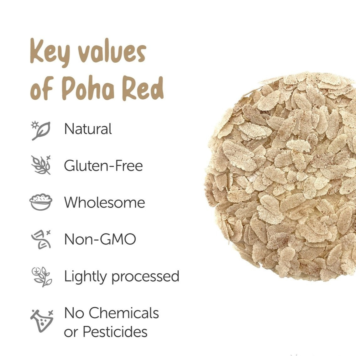 Organic Red Poha 400g - Gluten - Free, Wholesome Grains – Ready to Eat & Cook on Brown Living™. SKU: 2WG_PR - 4H. Img 2.