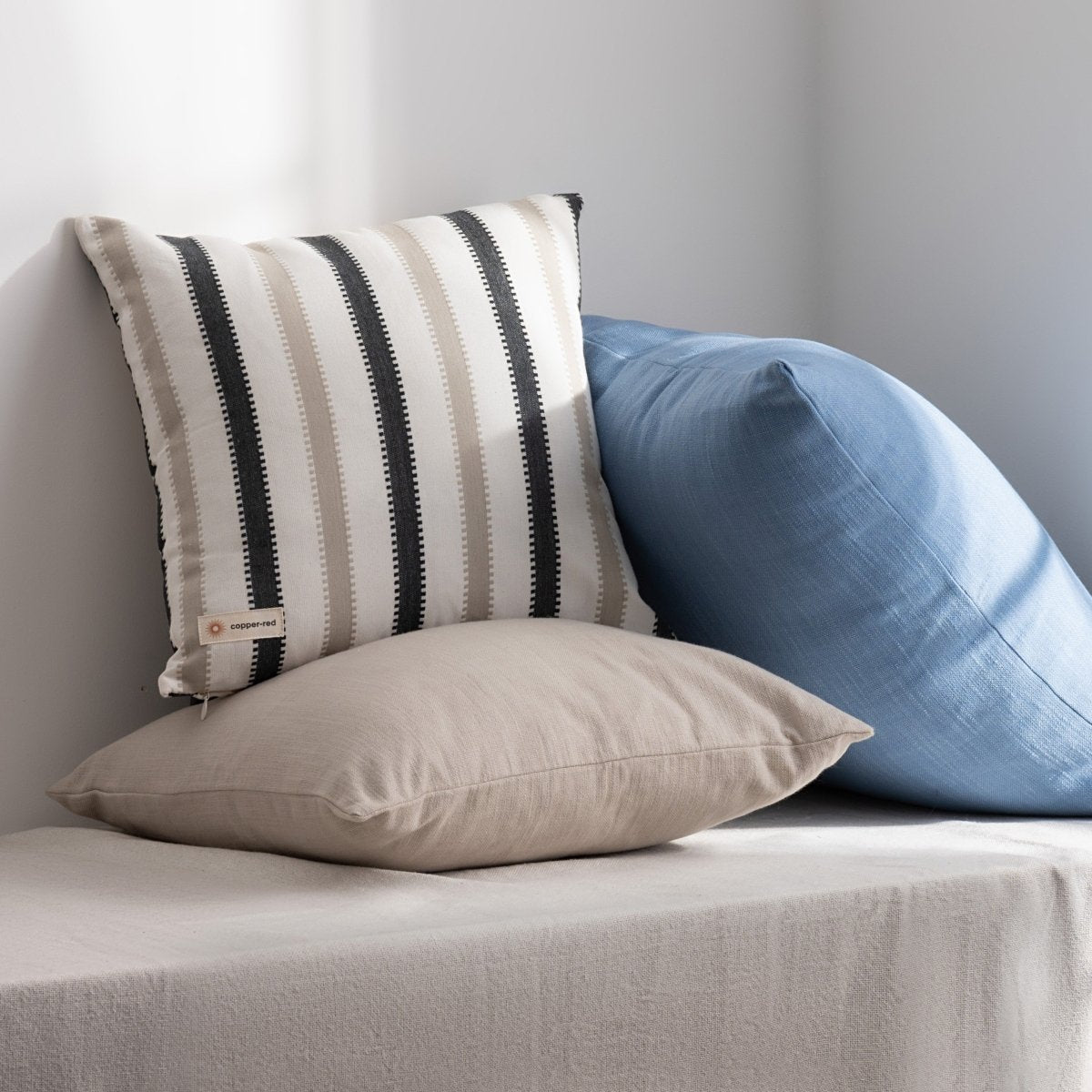 Oslo Black and Beige Striped Cotton Cushion Cover – Covers & Inserts by Copper - Red available on Brown Living™. 16x16 inches . SKU: CR10SQ10701. Img 6.