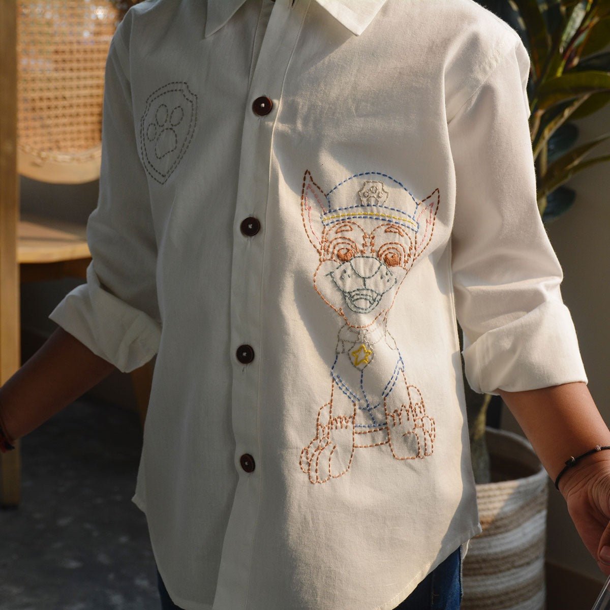 Paw Patrol Embroidered Shirt - White | Verified Sustainable by Brown Living™
