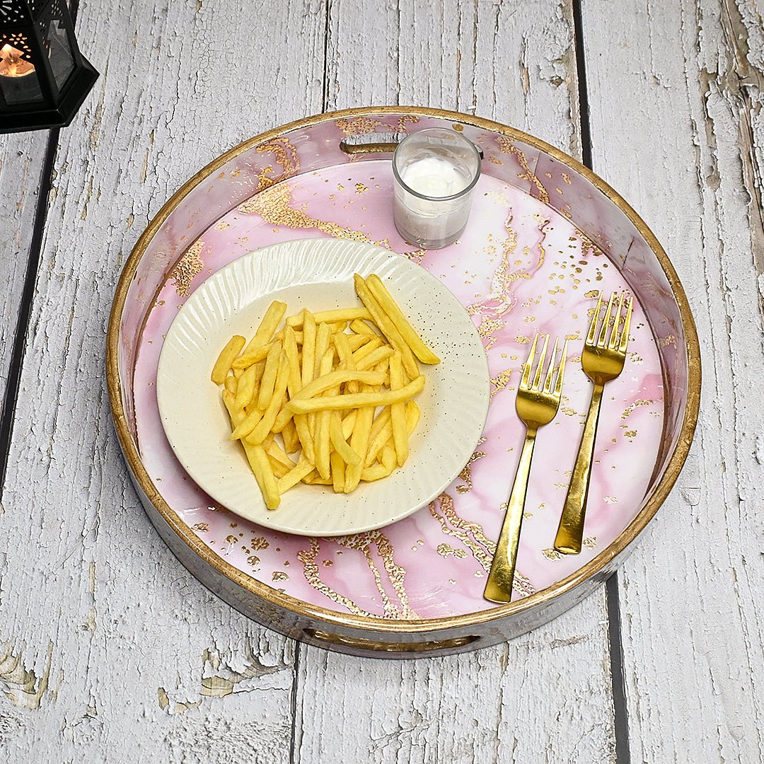Pink Marble Design Round Trays - Pack of 3 – Home Decor on Brown Living™. SKU: MJ00136TY. Img 3.