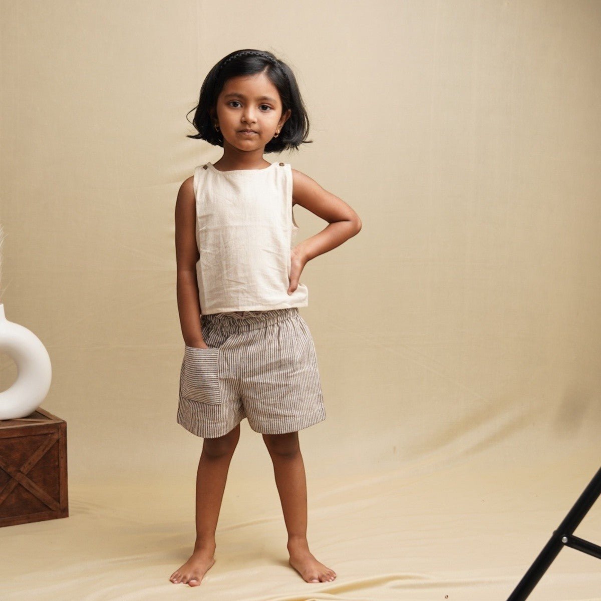 Playful Ruffle Hem Cotton Shorts for Girls – Kids Shorts on Brown Living™. SKU: SCGS 3. Img 6.