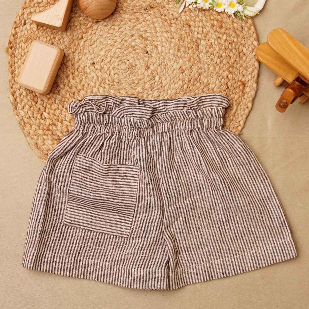 Playful Ruffle Hem Cotton Shorts for Girls – Kids Shorts on Brown Living™. SKU: SCGS 3. Img 1.