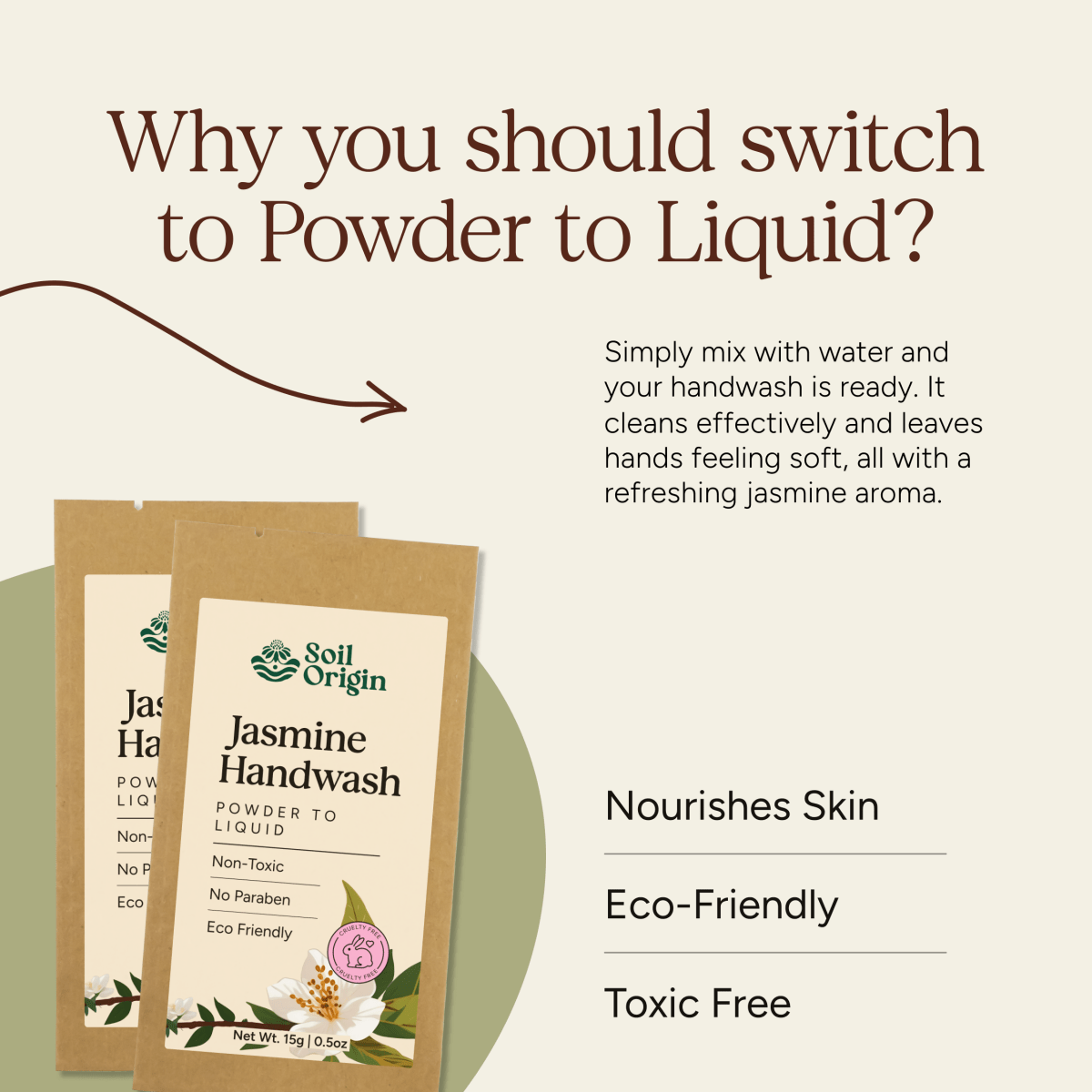 Powder to Liquid Handwash | Jasmine Fragrance | Make 250ml – Hand Wash on Brown Living™. SKU: SOPHLHJ0G015. Img 3.