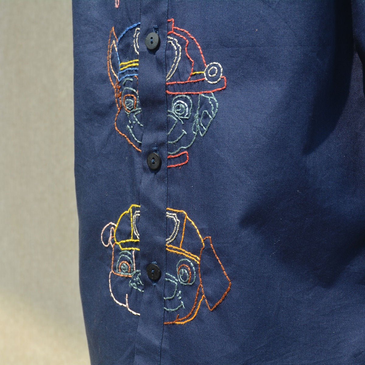 Pup Police Force Embroidered Kids Shirt - Navy | Verified Sustainable by Brown Living™