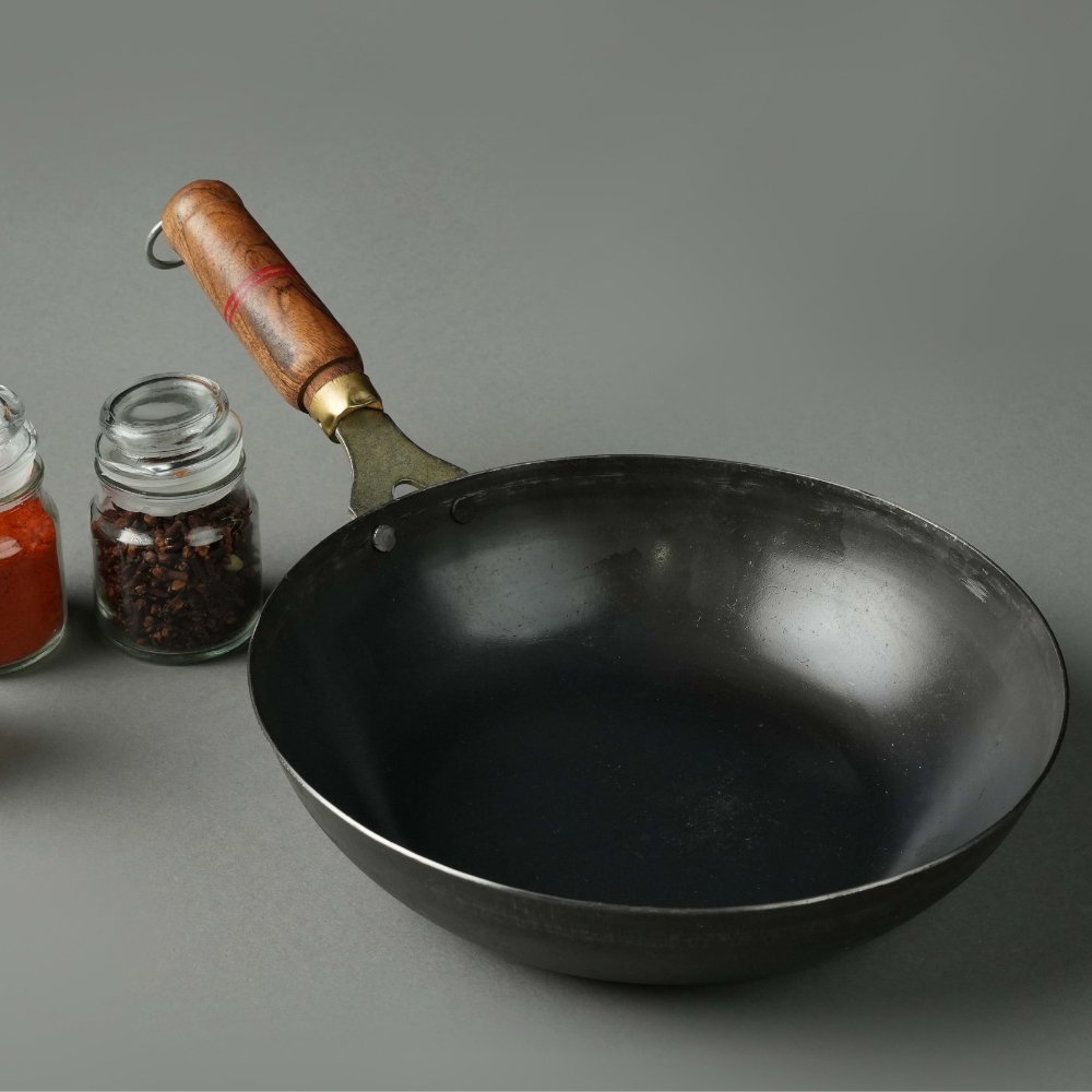 Pure Iron Handmade Round Wok (11 Inches) | Verified Sustainable by Brown Living™