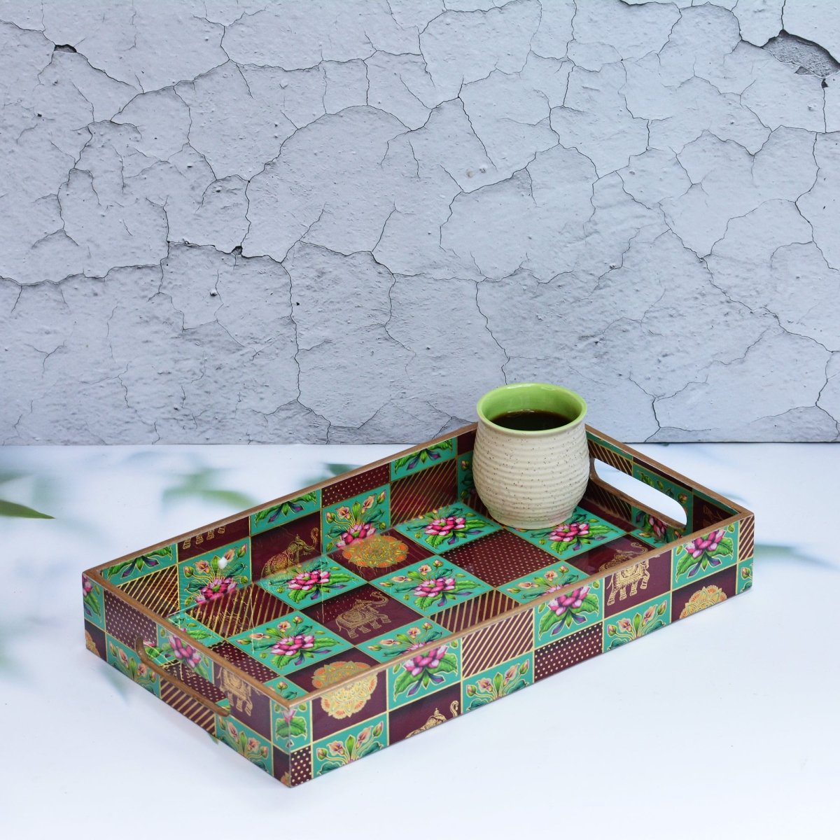 Rajasthani Wooden Rectangular Trays - Pack of 3 – Home Decor on Brown Living™. SKU: MJ00156TY. Img 2.