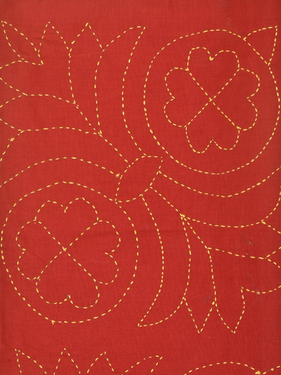 Pure Cotton Floral Hand Embroidered Baby Nakshi Kantha – Baby Swaddle on Brown Living™. SKU: ST - KAN - RED - 01. Img 7.