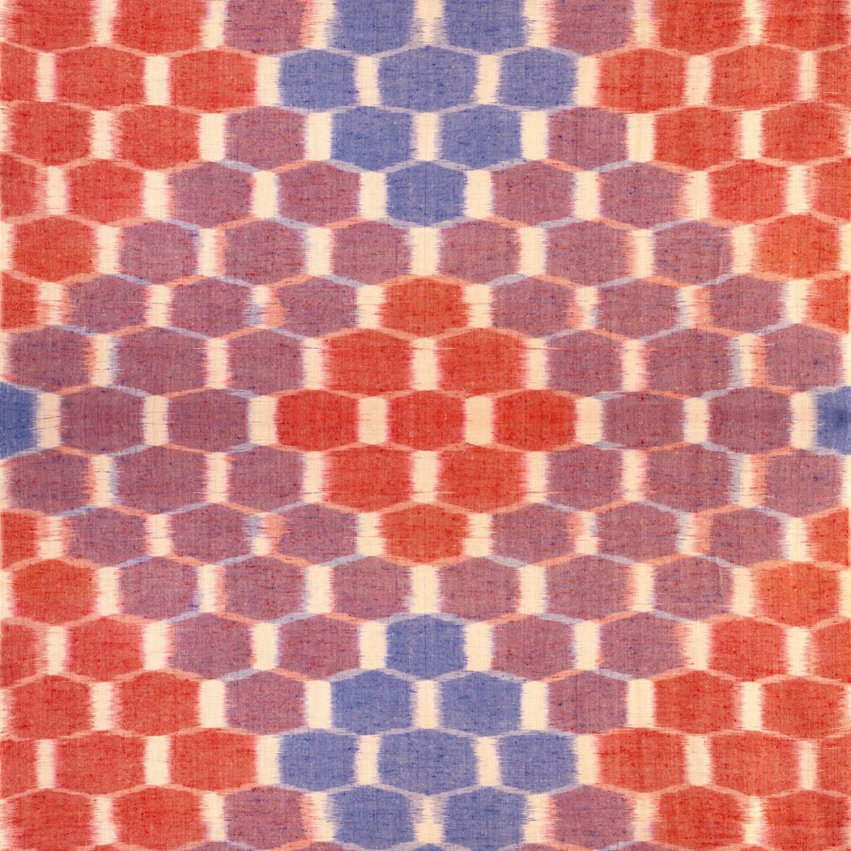Red & Navy Blue Pure Pashmina Scarf - Ikat | Verified Sustainable by Brown Living™