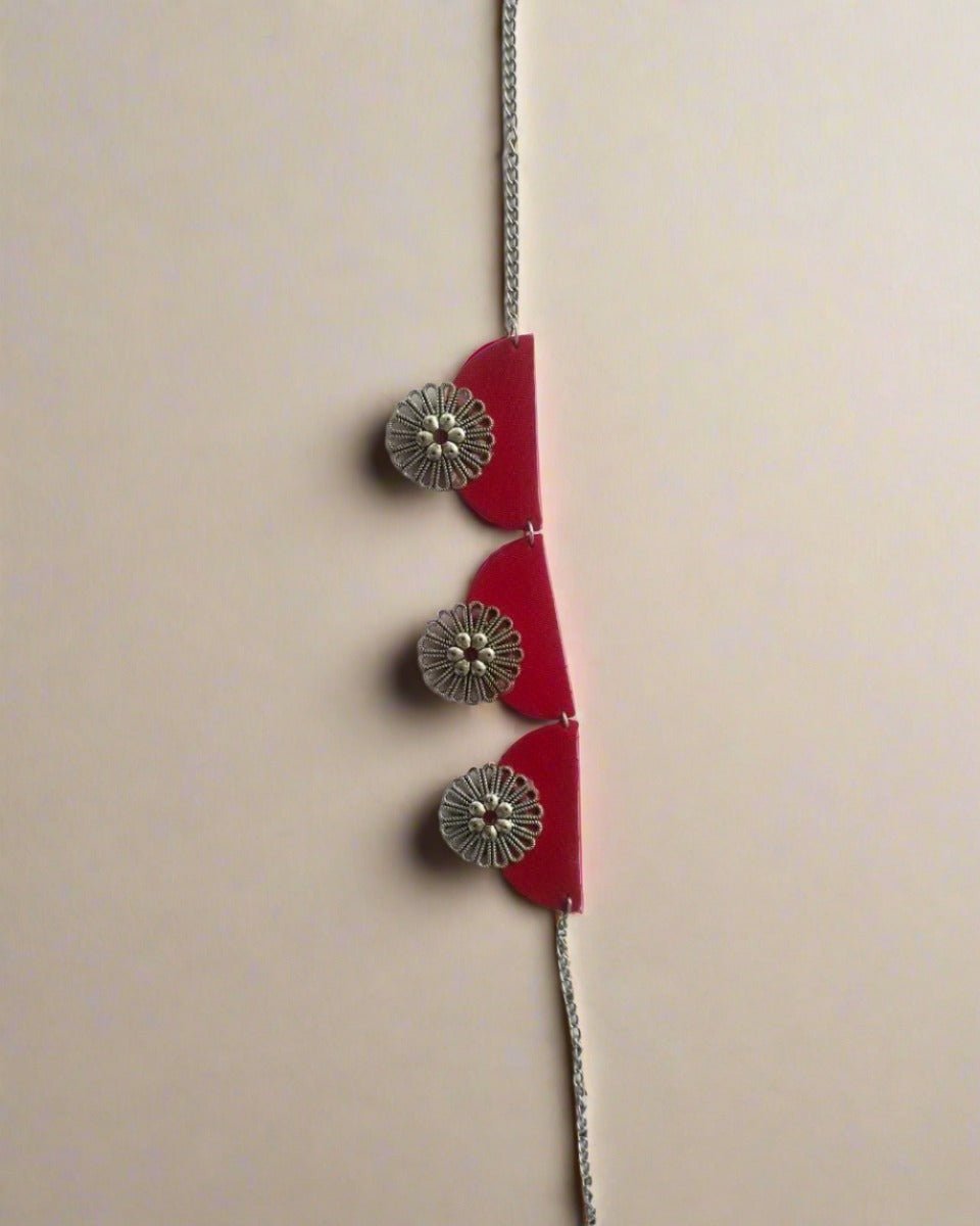 Red & Silver Toned Choker for Bold Pairing – Womens Necklaces by The serene by Rainvas available on Brown Living™. . SKU: RVS - SER - NECK - 28. Img 4.