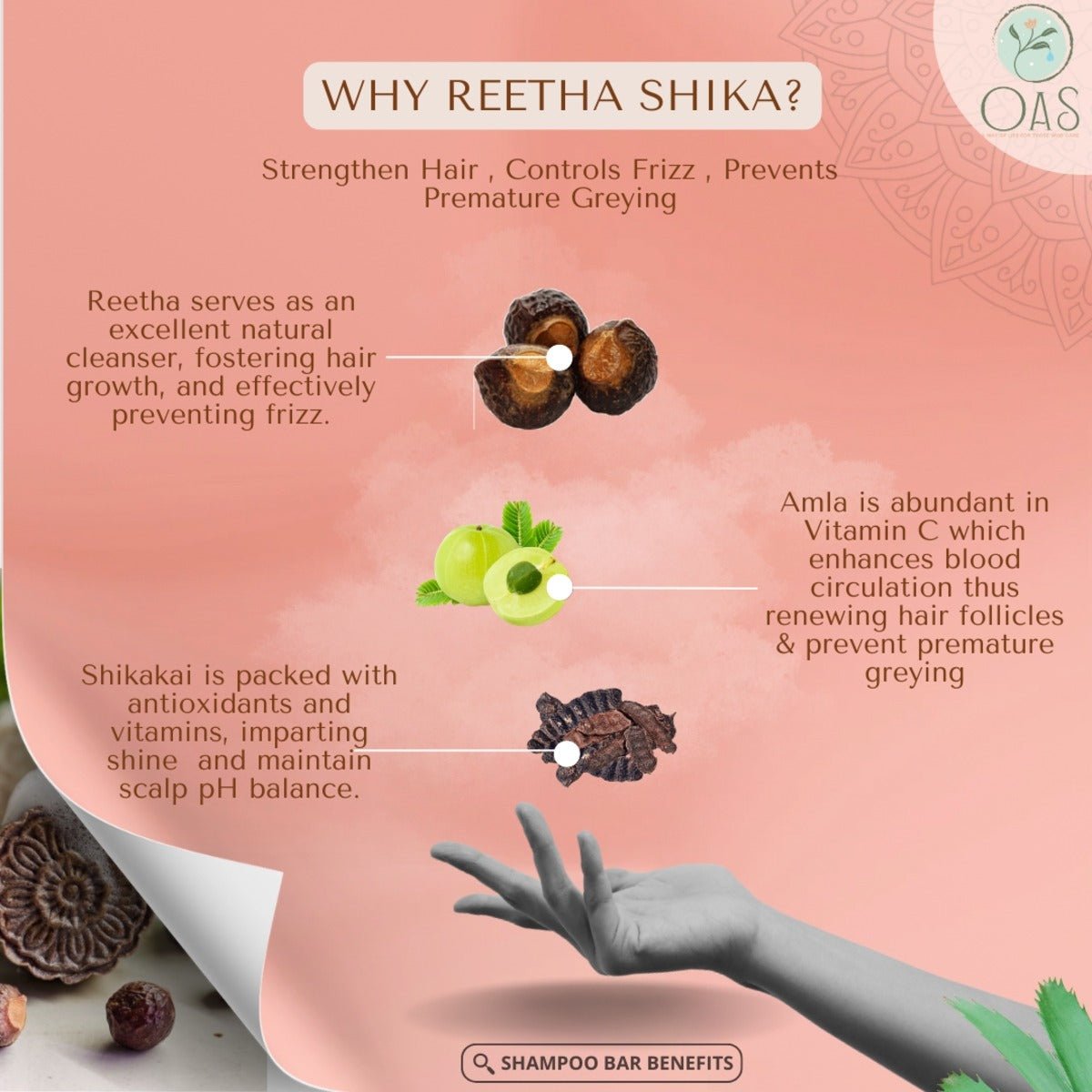 Reetha Shika Shampoo bar | Fights Hairfall & Frizz | Verified Sustainable by Brown Living™