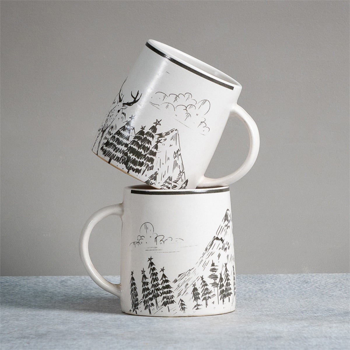 Reindeer Ceramic Mug - Pack of 2 - 350ml Each | Verified Sustainable by Brown Living™