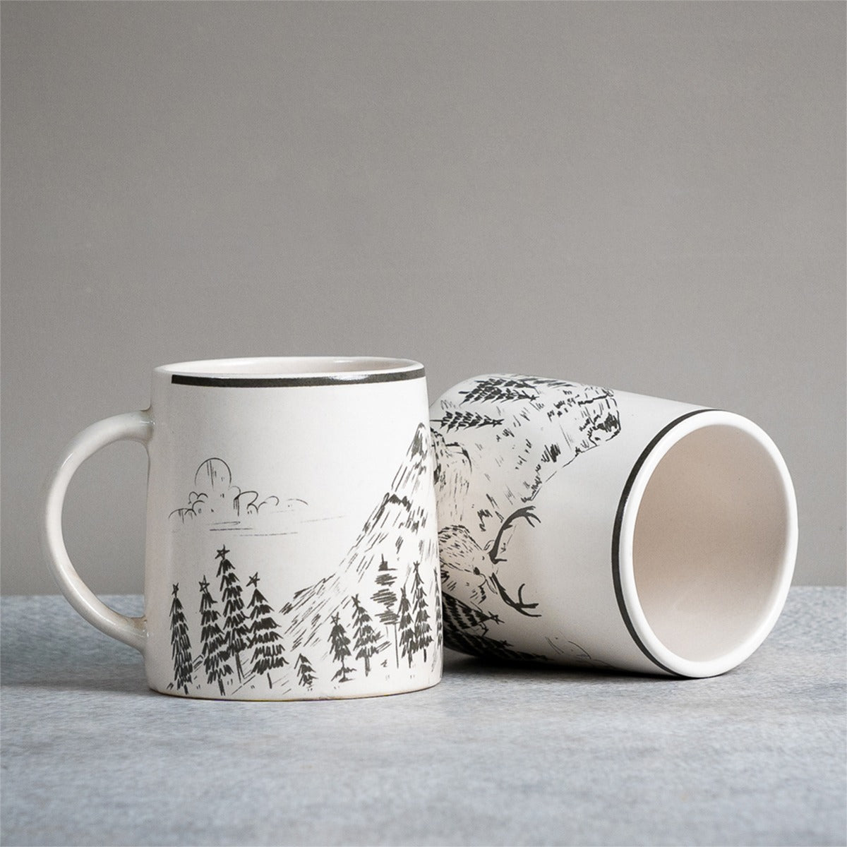 Reindeer Ceramic Mug - Pack of 2 - 350ml Each | Verified Sustainable by Brown Living™