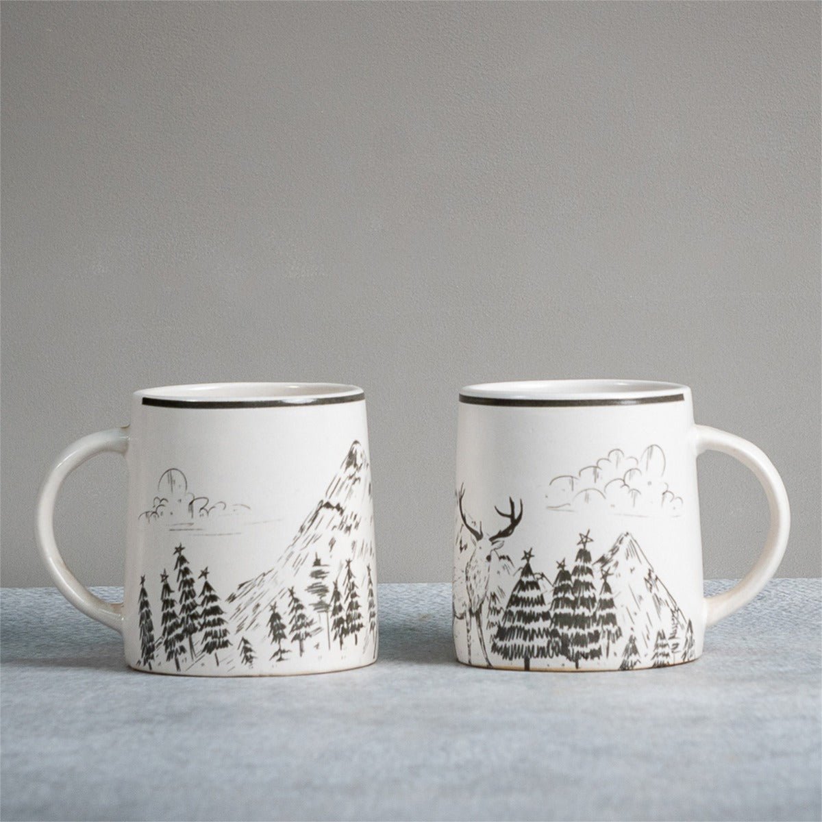 Reindeer Ceramic Mug - Pack of 2 - 350ml Each | Verified Sustainable by Brown Living™
